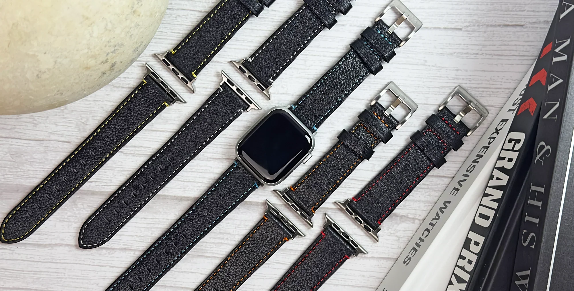 Apple Band Leather Contrast Stitch