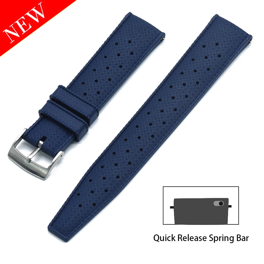 Premium Grade Tropical FKM Rubber Strap Quick Release Watch Band 18mm 20mm 22mm 24mm Rubber Tropical Strap Smart Watch Strap