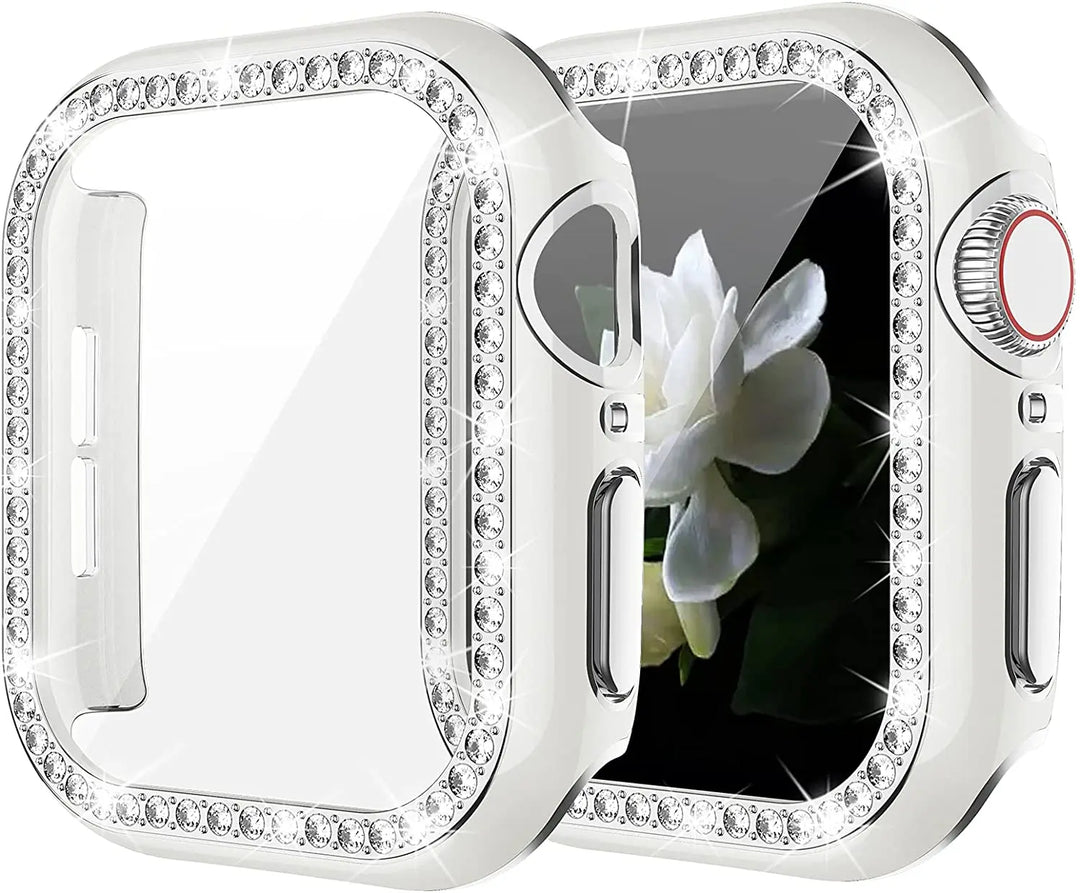 Glass+Cover For Apple Watch Case 45mm 44mm 41mm 40mm 38 42mm Bling Diamond bumper+Screen Protector iwatch series 9 8 7 5 6 4 SE