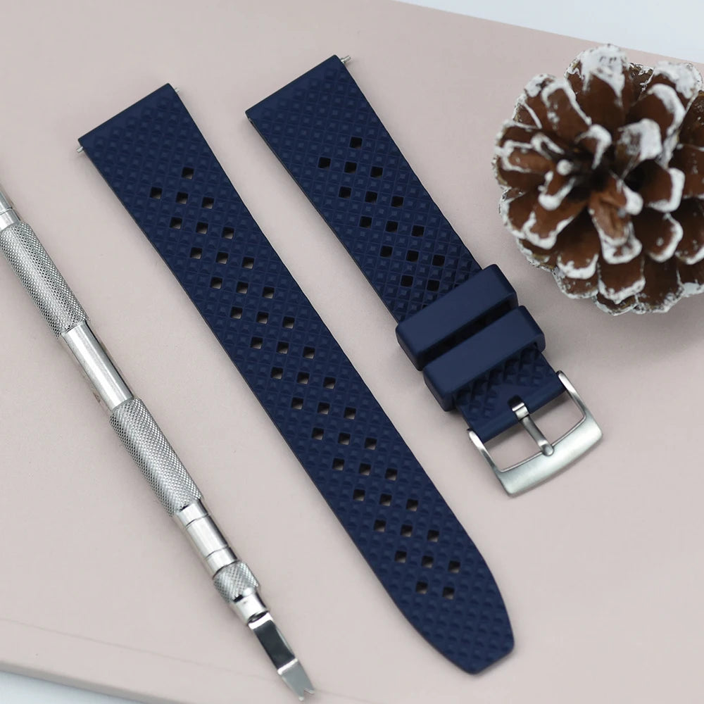 Quick Release FKM Fluorine Rubber Watch Strap – Waterproof 20/22mm