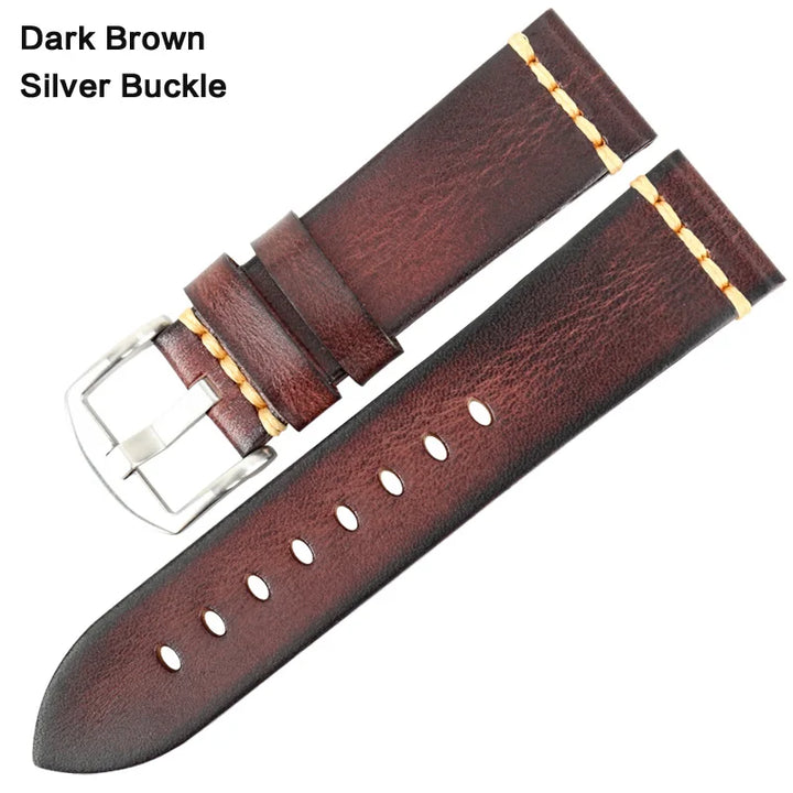 Handmade Vintage Leather Watch Strap 18–24mm – MAIKES
