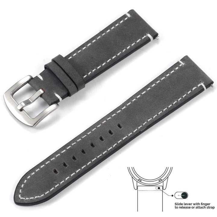 op Grain Genuine Leather Watch Band 20mm 22mm (Quick Release)