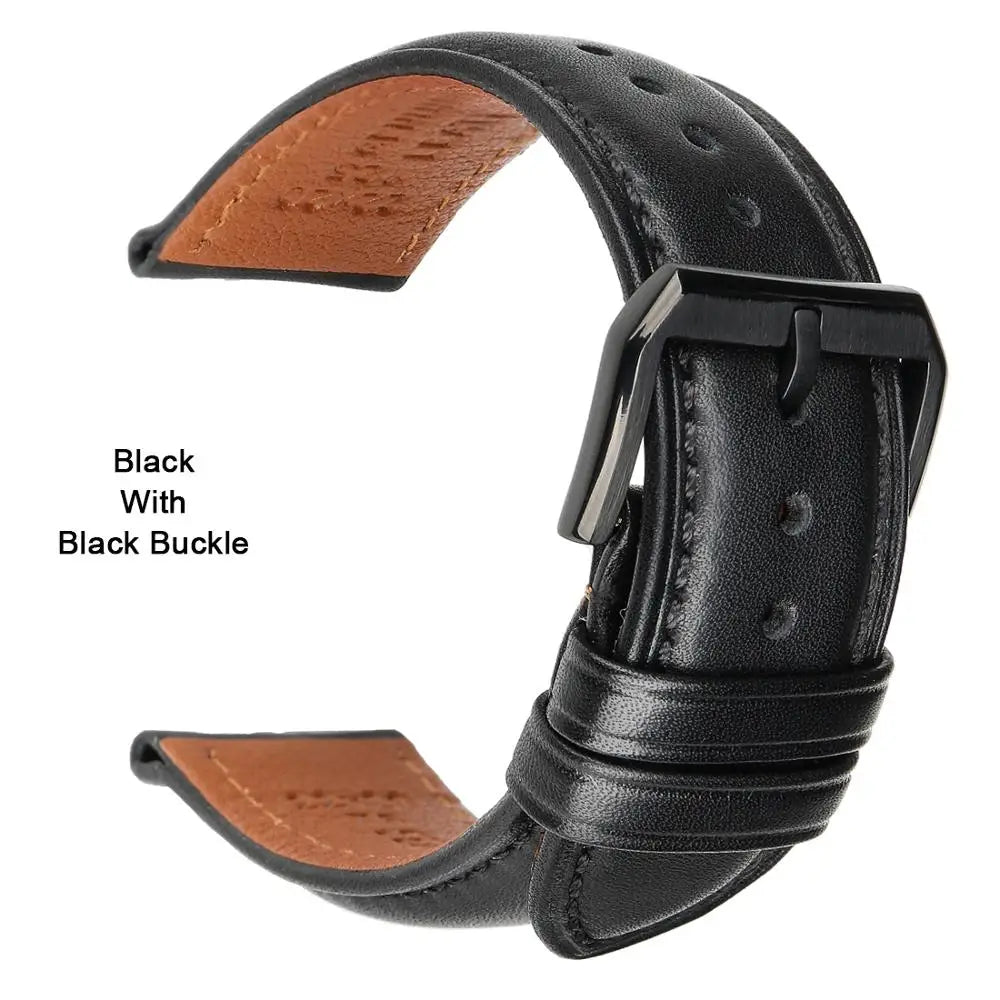 MAIKES luxury Genuine Leather Watch Bands 20mm 22mm 24mm Soft Cowhide Leather Strap Bracelet For Longines Casio DW Watchband