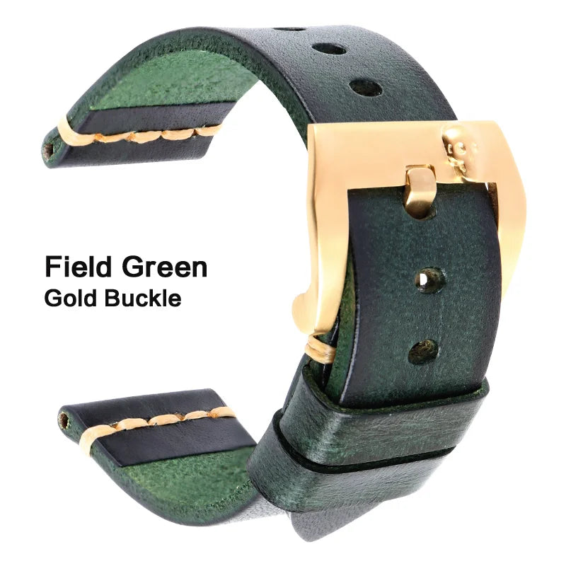 MAIKES Handmade Italian Leather Watch Strap – 18–24mm, Vintage for Panerai, Omega & IWC