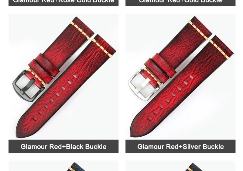 Handmade Vintage Leather Watch Strap 18–24mm – MAIKES