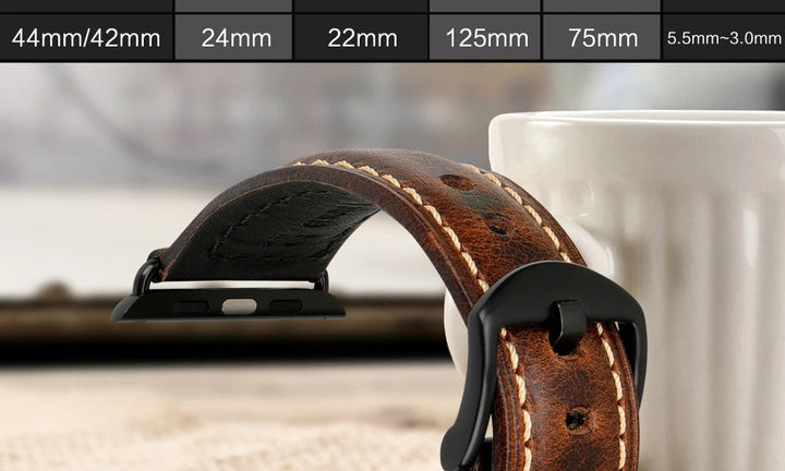 Vintage Cow Leather Apple Watch Strap – 40-45mm for Series 4-9 & SE