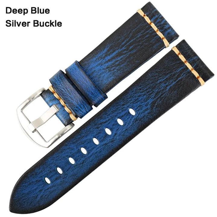 Handmade Vintage Leather Watch Strap 18–24mm – MAIKES