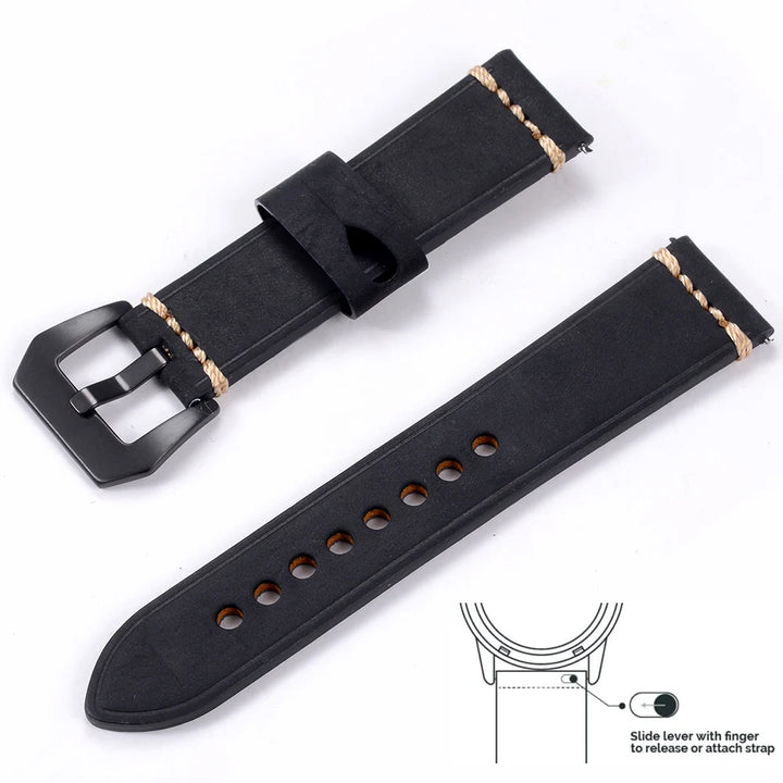 Men’s Genuine Leather Watch Band 22–24mm (Top Grain, High Quality)