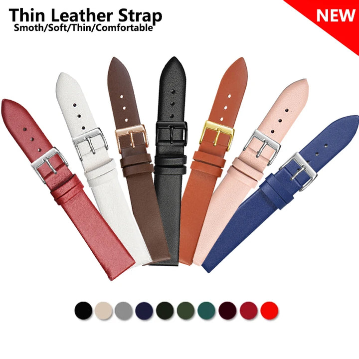 Genuine Leather Watch Strap – Smooth Finish 12–22mm