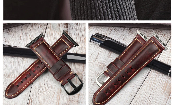 Vintage Cow Leather Apple Watch Strap – 40-45mm for Series 4-9 & SE