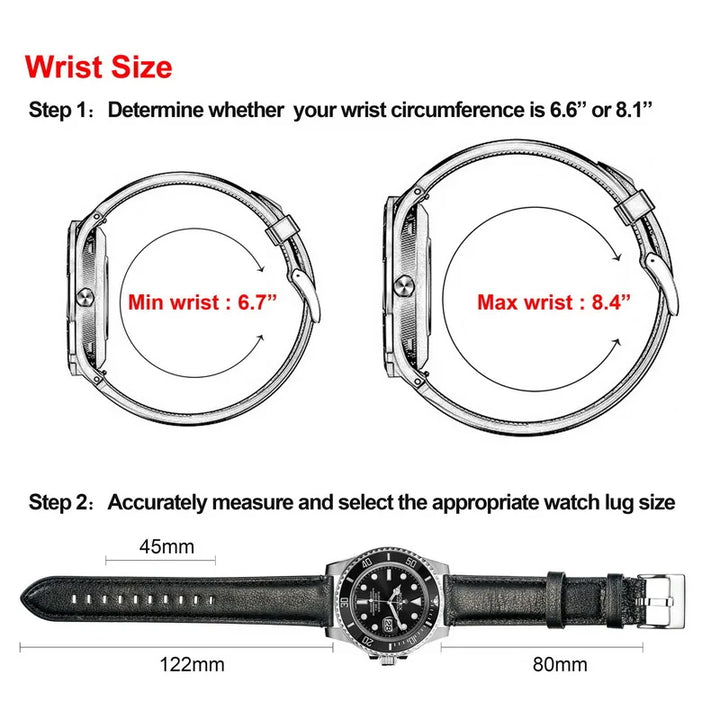 HEMSUT Genuine Cowhide Leather Quick-Release Watch Strap (18-24mm)