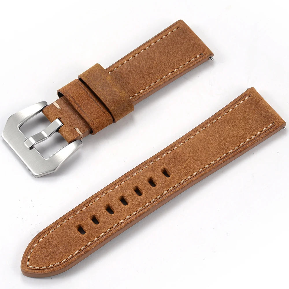 Men’s Genuine Leather Watch Band 22–24mm (Top Grain, High Quality)
