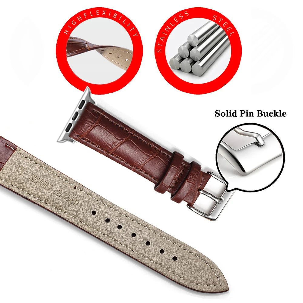 Leather Apple Watch Band (38/42mm, Series 3–6/SE Compatible)