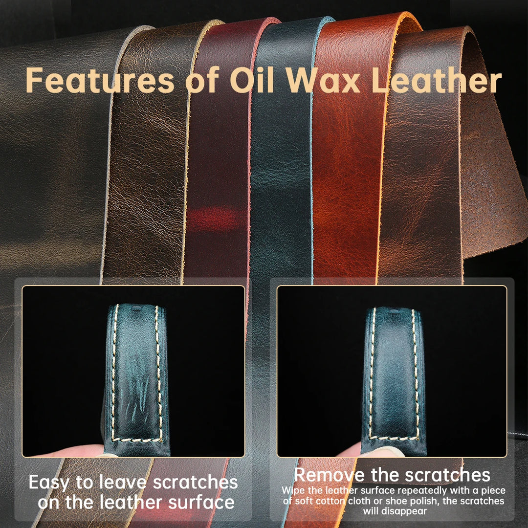 Cowhide Leather Watch Strap – 20/22/24mm, Butterfly Buckle Clasp