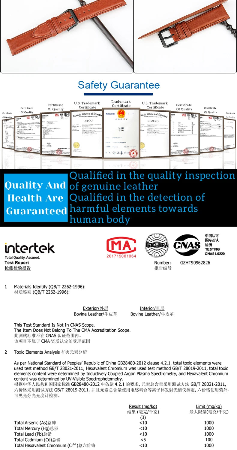 Quick Release Leather Watch Bands Watch Accessories For SEIKO Samsung Galaxy Watch Strap Active2/3 Watch Bracelet