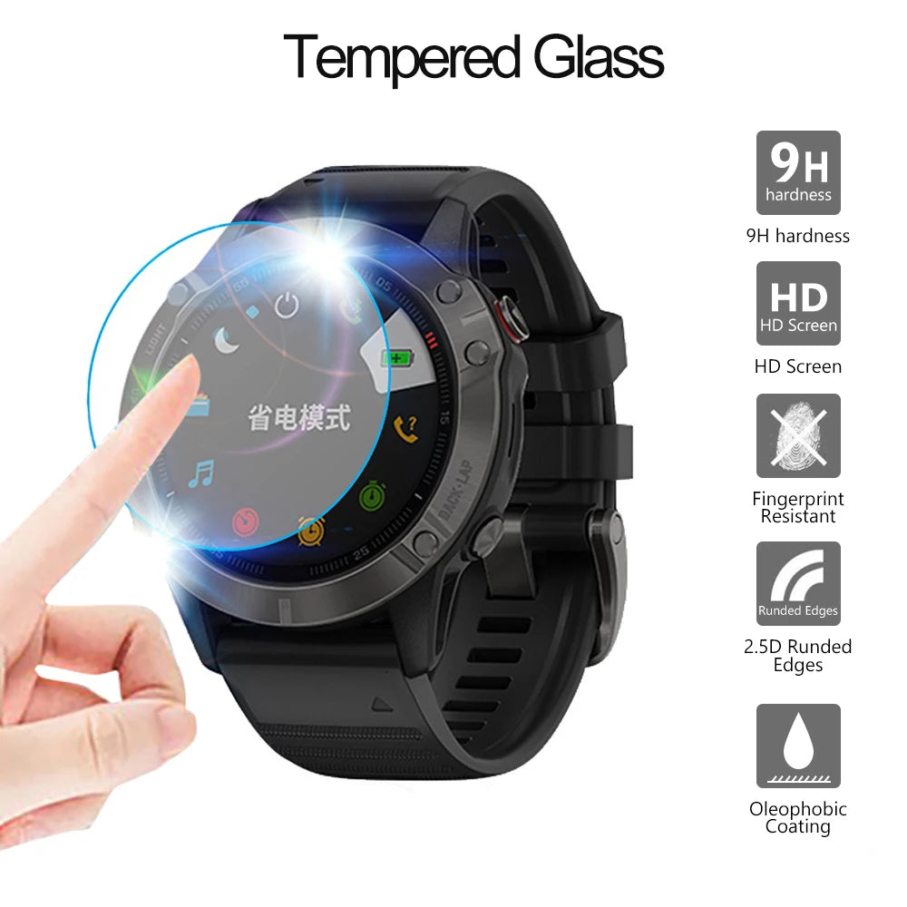 3pcs Ultra Clear Tempered Glass Screen Protector for Garmin Fenix 5/6 Series