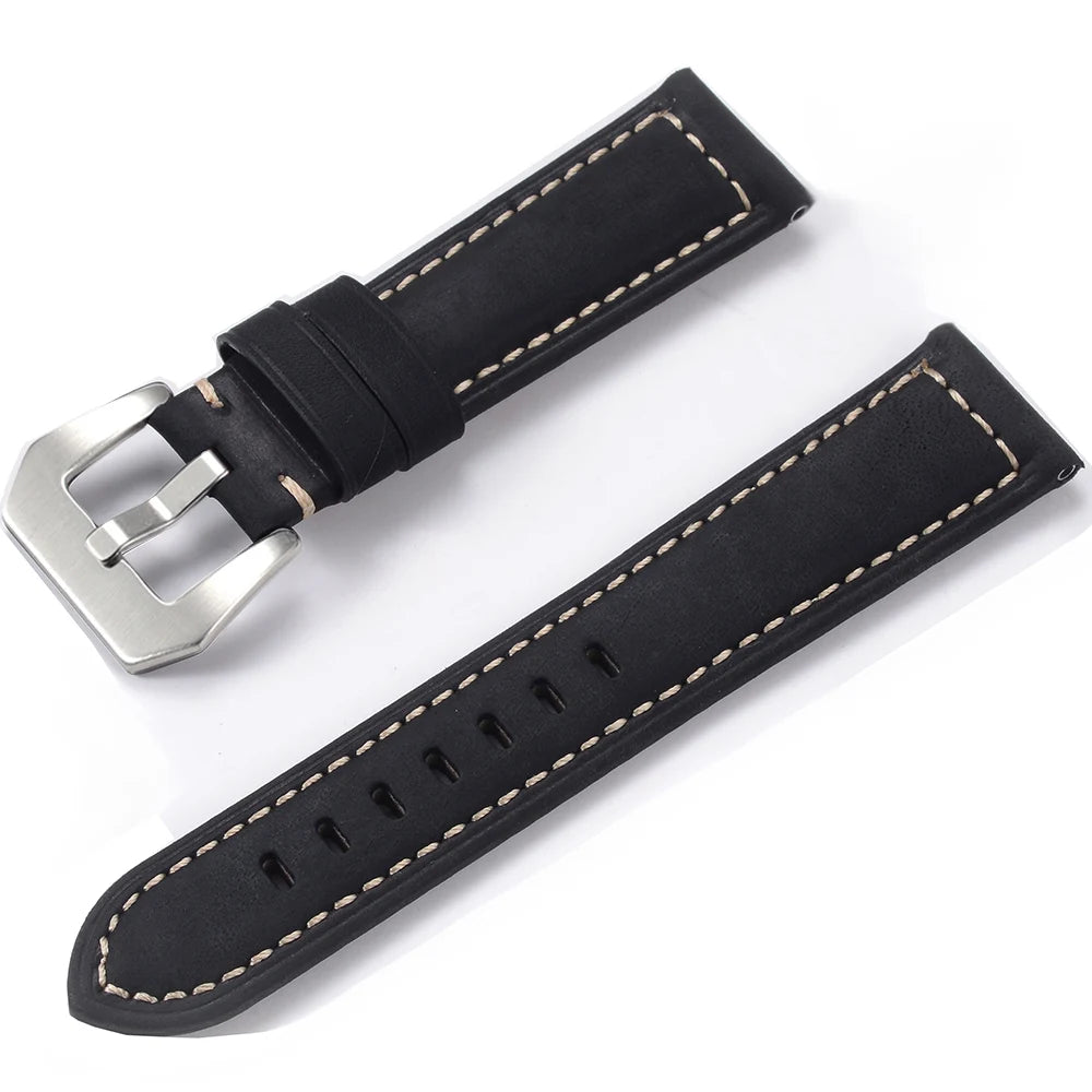 Men’s Genuine Leather Watch Band 22–24mm (Top Grain, High Quality)