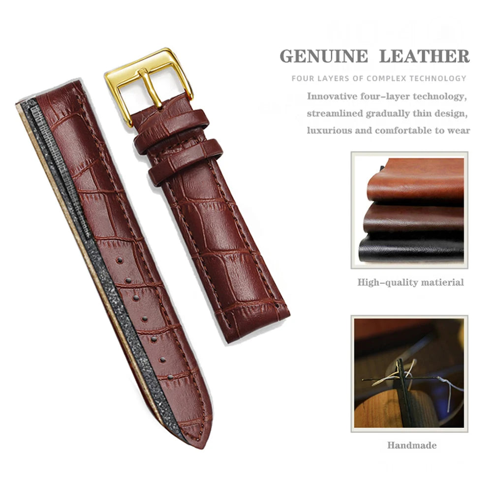 Premium Genuine Leather Watch Strap 12–24mm (With Tool)