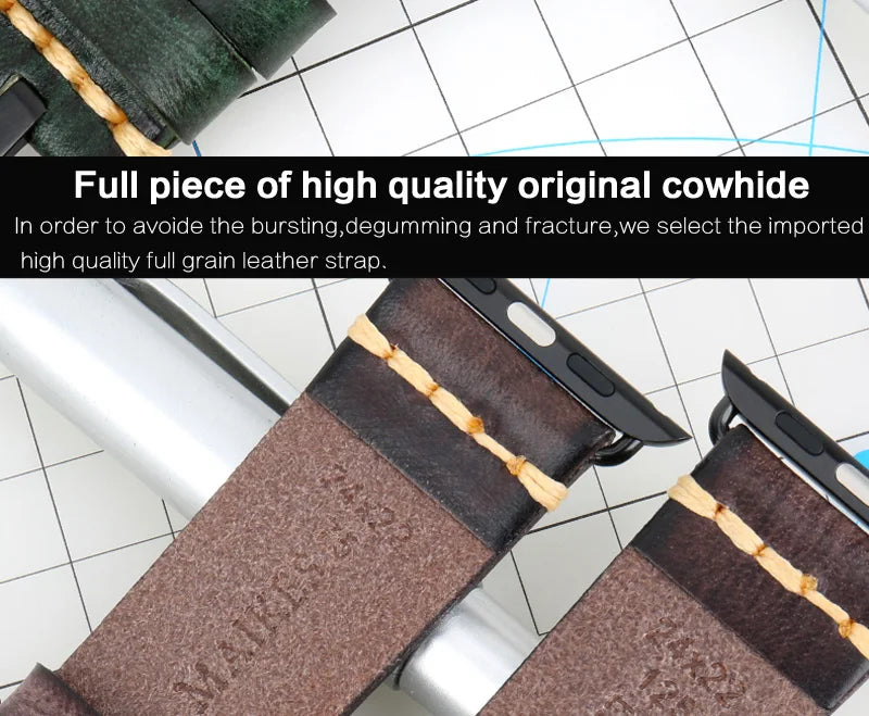 Handmade Leather Strap Watch Band For Apple Watch 45mm 41mm 44mm 42mm 40mm Series 9 8 7 6 SE 5 4 iWatch Bracelet