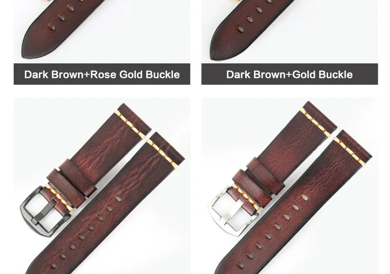 Handmade Vintage Leather Watch Strap 18–24mm – MAIKES