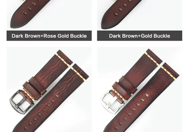 Handmade Vintage Leather Watch Strap 18–24mm – MAIKES