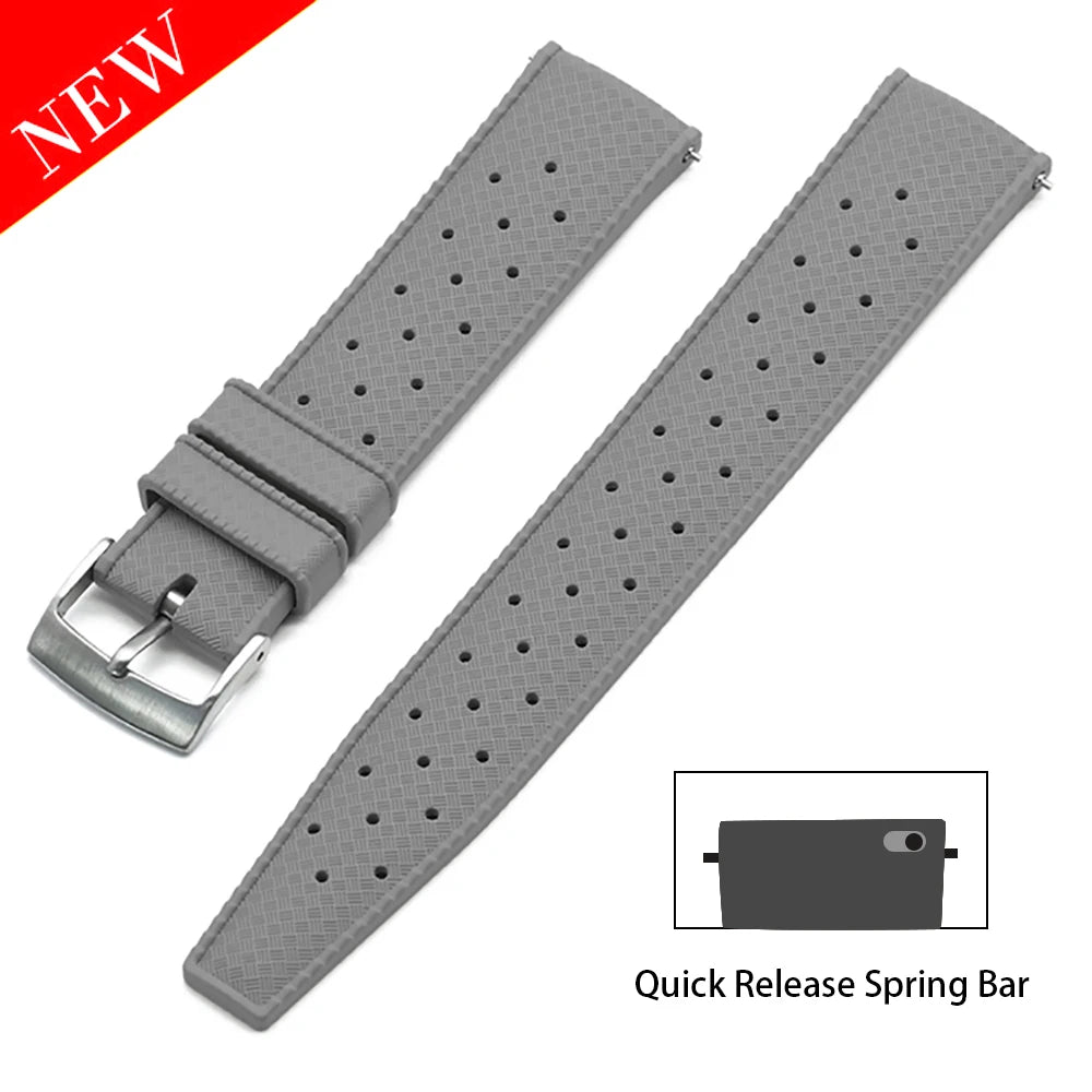 Premium Grade Tropical FKM Rubber Strap Quick Release Watch Band 18mm 20mm 22mm 24mm Rubber Tropical Strap Smart Watch Strap