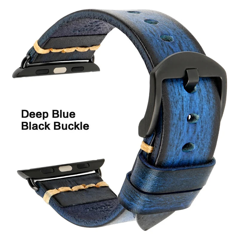 Handmade Leather Strap Watch Band For Apple Watch 45mm 41mm 44mm 42mm 40mm Series 9 8 7 6 SE 5 4 iWatch Bracelet