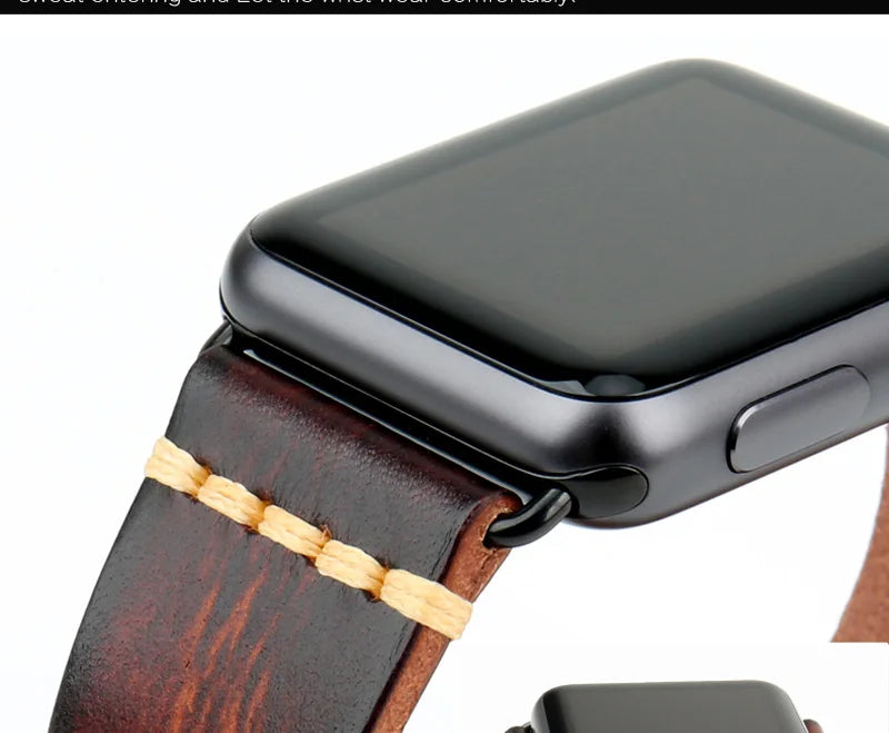 Handmade Leather Strap Watch Band For Apple Watch 45mm 41mm 44mm 42mm 40mm Series 9 8 7 6 SE 5 4 iWatch Bracelet