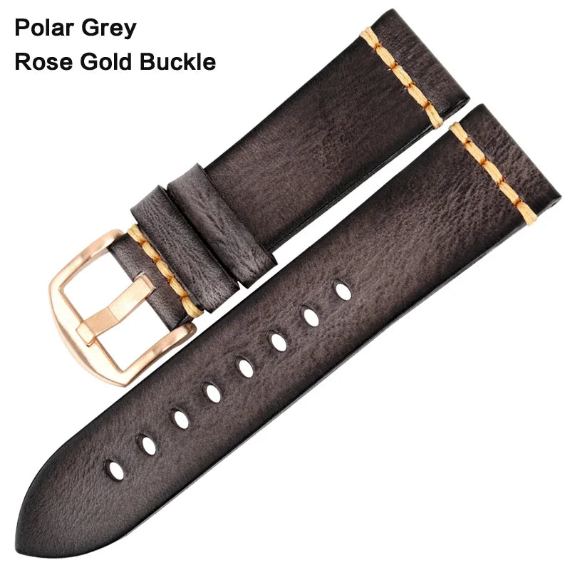 Handmade Vintage Leather Watch Strap 18–24mm – MAIKES
