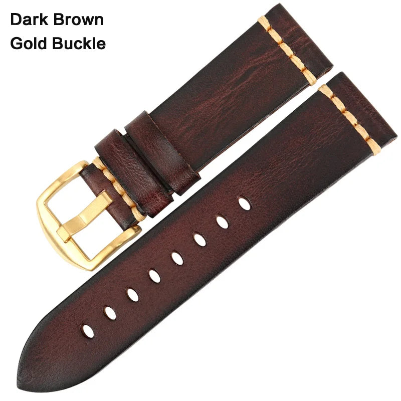 Handmade Vintage Leather Watch Strap 18–24mm – MAIKES