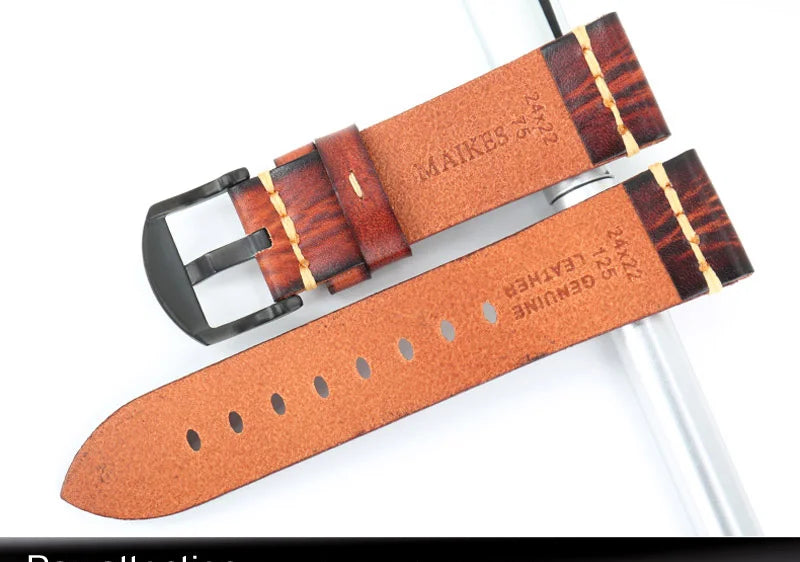 Handmade Vintage Leather Watch Strap 18–24mm – MAIKES