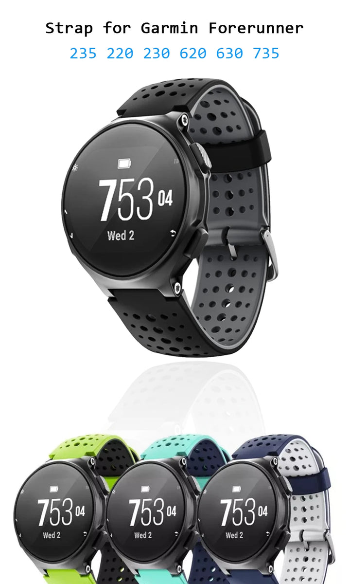 22mm Silicone Watch Strap for Garmin Forerunner 230/235/620/630/735XT