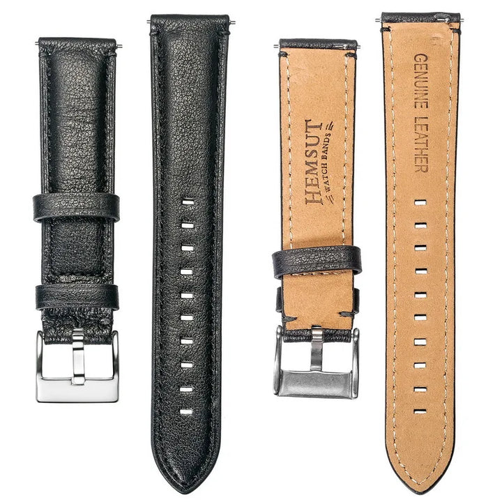 HEMSUT Genuine Cowhide Leather Quick-Release Watch Strap (18-24mm)