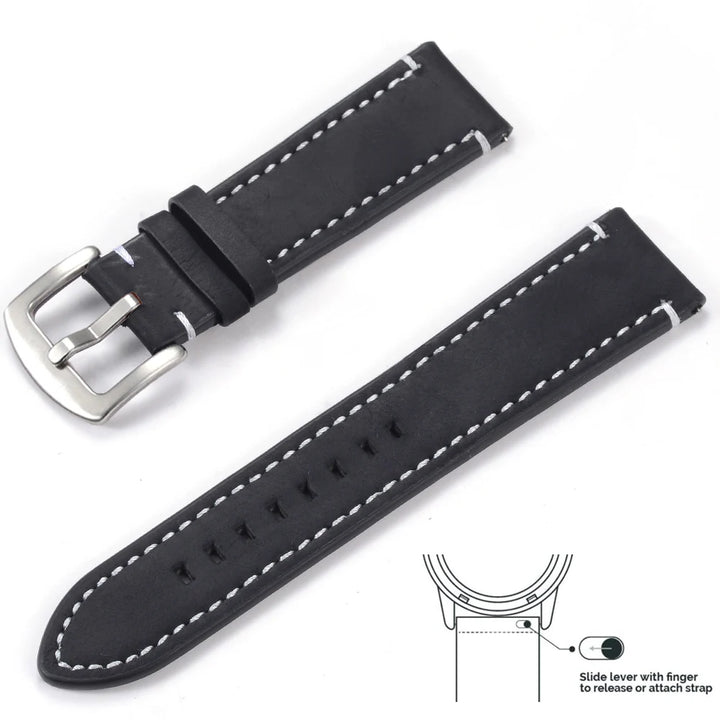 op Grain Genuine Leather Watch Band 20mm 22mm (Quick Release)