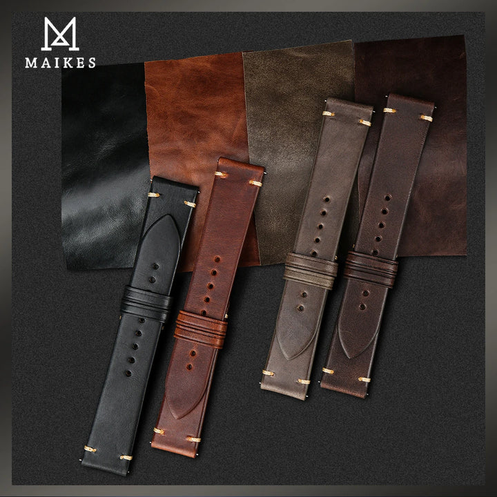 Vintage Vegetable-Tanned Leather Watch Band 20-24mm from Tuscany, Italy