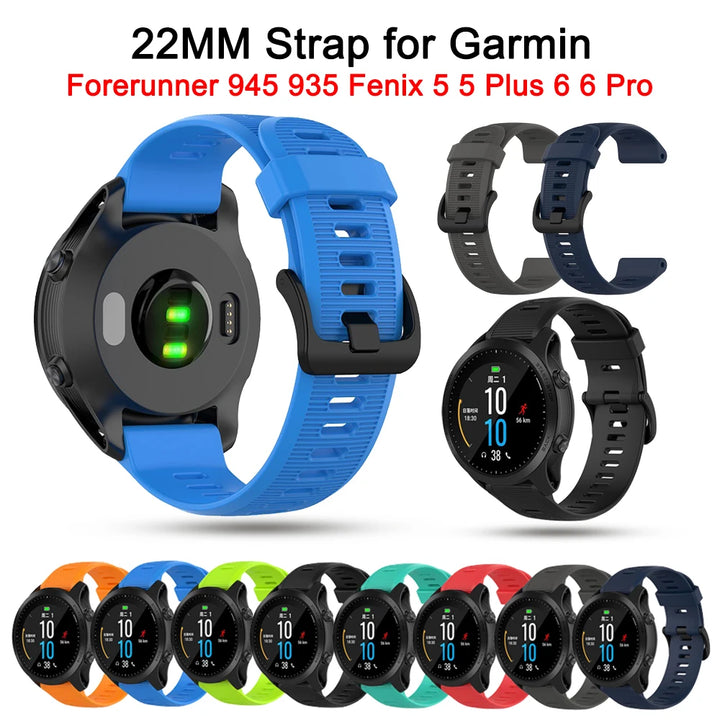 22mm Soft Silicone Strap for Garmin Forerunner & Fenix Series