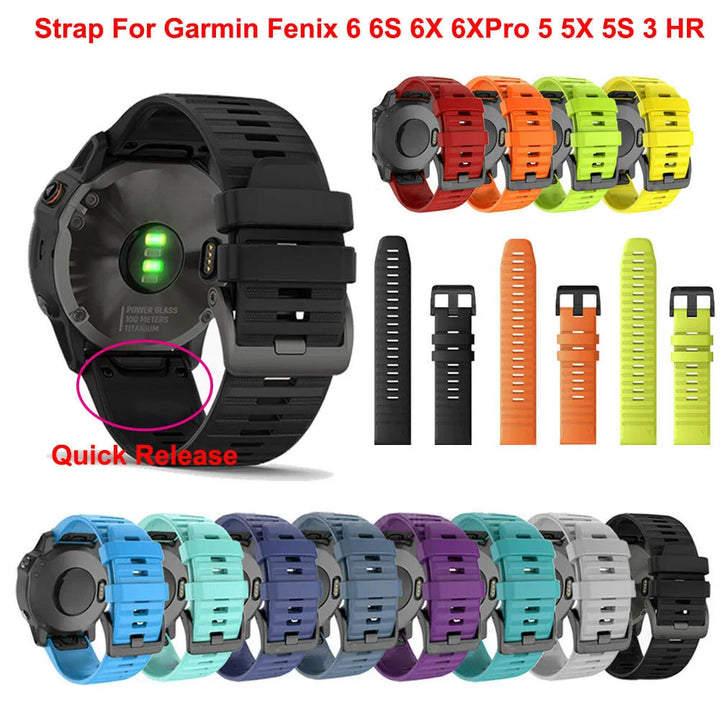 Silicone Watch Strap for Garmin Fenix & Epix Series – 20/22/26mm