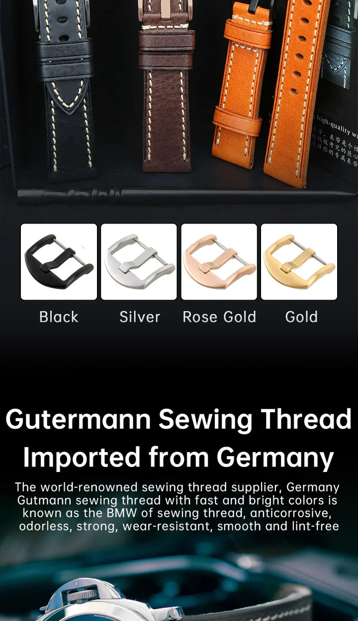 MAIKES Handmade Watch Band Genuine Cow Leather Watch Strap With Butterfly Buckle Bracelet For MONTBLANC Tudor Watchbands