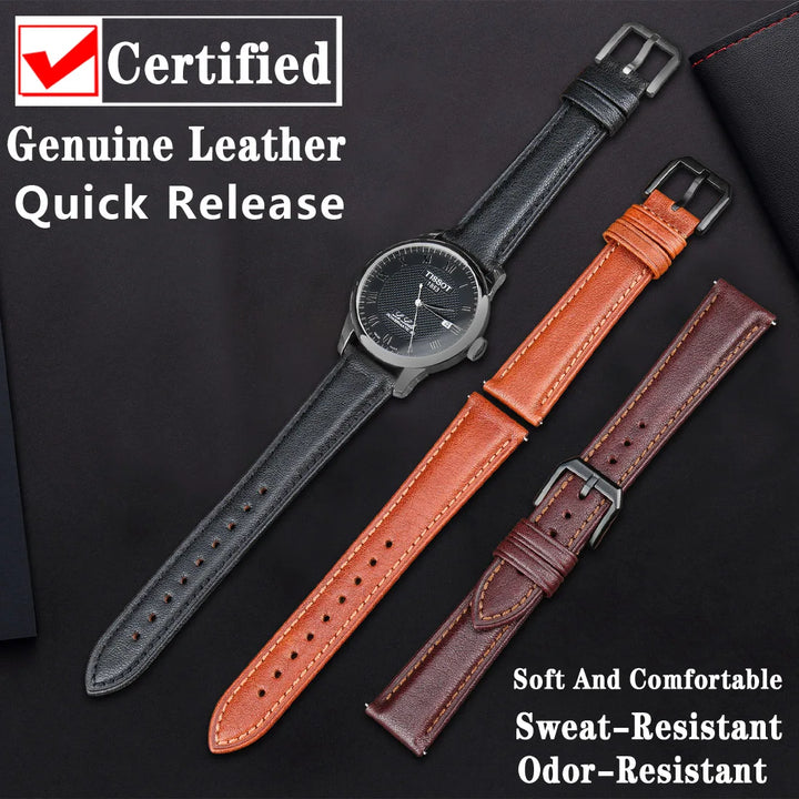 Quick Release Watchband For Huawei Watch GT 2 Pro TISSOT Samsung Galaxy Watch Active2/3 Bracelet Leather Strap Watch Band