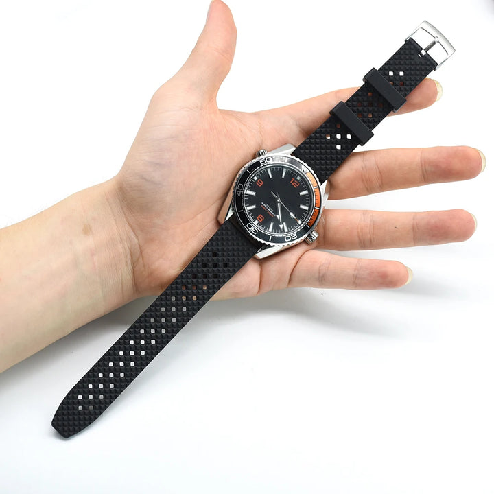 New Designed Honeycomb Fluorine FKM Rubber Strap 20mm 22mm Quick Release Watchbands For SRP777J1 Watch Replacement Wristband