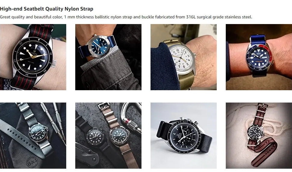 High-Quality Nylon Military Watch Strap – 18/20/22mm (007 Style)