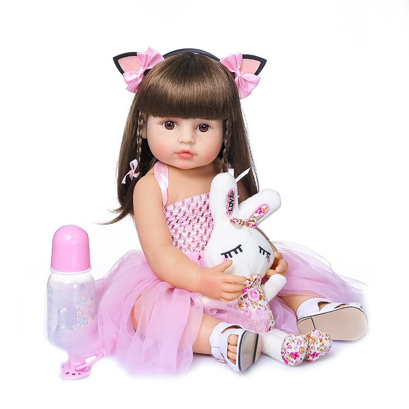 50 cm Full Silicone Reborn Toddler Baby Doll – Soft Body, Sweet Face