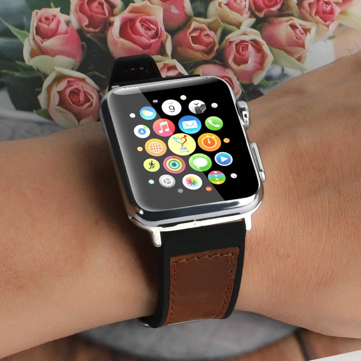 HEMSUT Leather & Silicone Hybrid Strap – 18–24mm, Waterproof