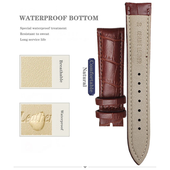 Premium Genuine Leather Watch Strap 12–24mm (With Tool)