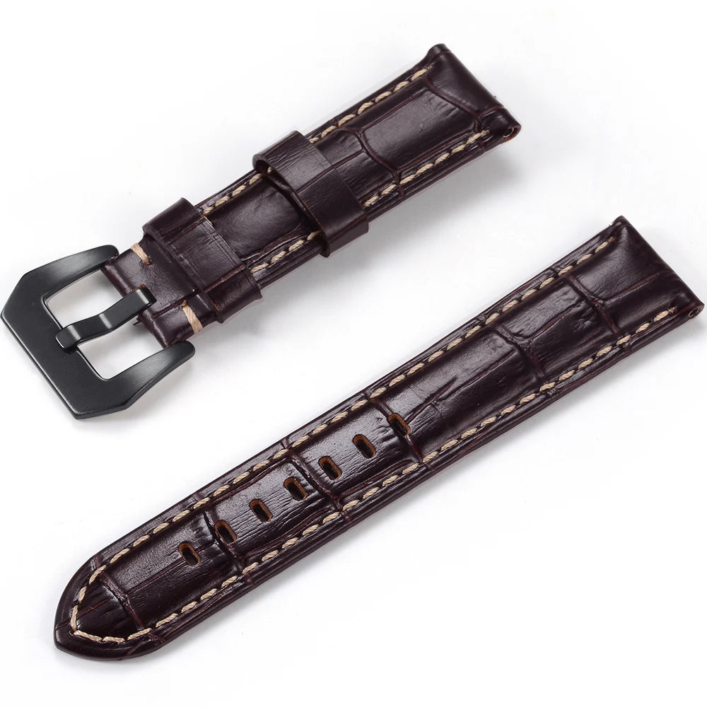Men’s Genuine Leather Watch Band 22–24mm (Top Grain, High Quality)
