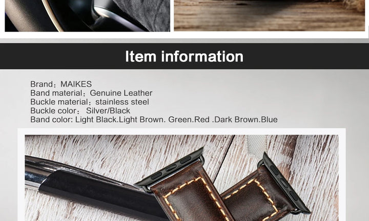 Vintage Cow Leather Apple Watch Strap – 40-45mm for Series 4-9 & SE