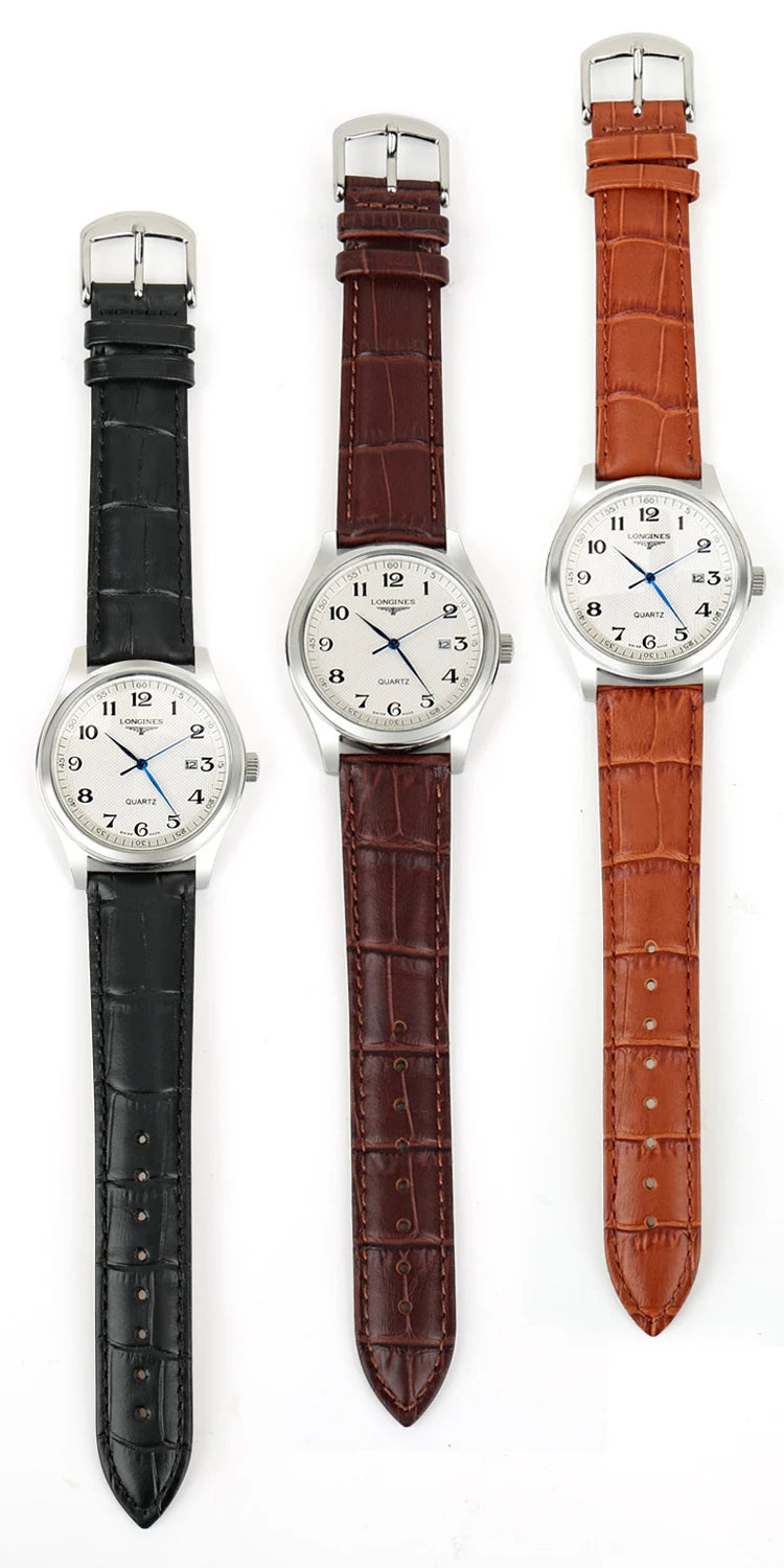 MAIKES Genuine Leather Watch Strap – 18/20/22mm, Black Wristband