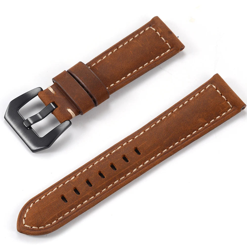 Men’s Genuine Leather Watch Band 22–24mm (Top Grain, High Quality)