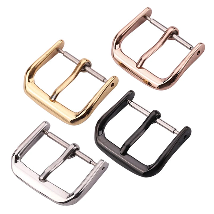 20pcs Stainless Steel Watch Buckles – 16–22mm, Silver/Gold/Black