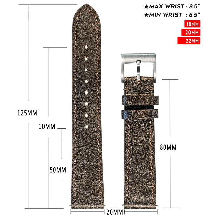 Hemsut Quick Release Leather Watch Bands Italian Mastrotto Brown Leather Watches Straps 18mm 20mm 22mm